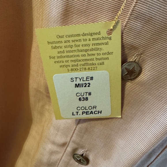 Men's Stubbs Western Wear Light Peach Banded Color Size XL Long Sleeve Shirt XL - Picture 5 of 9